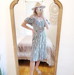 Zara Striped Linen Midi Dress